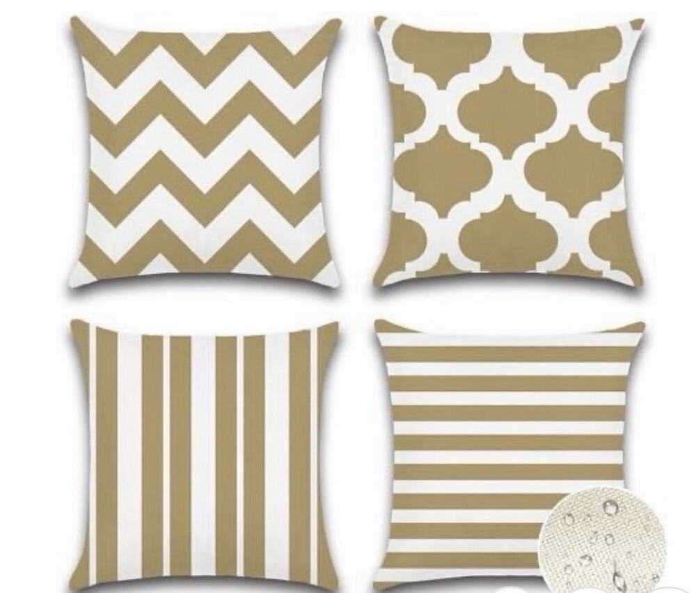 OTOSTAR Outdoor Waterproof Throw Pillow Covers 16x16” Khaki Set of 4